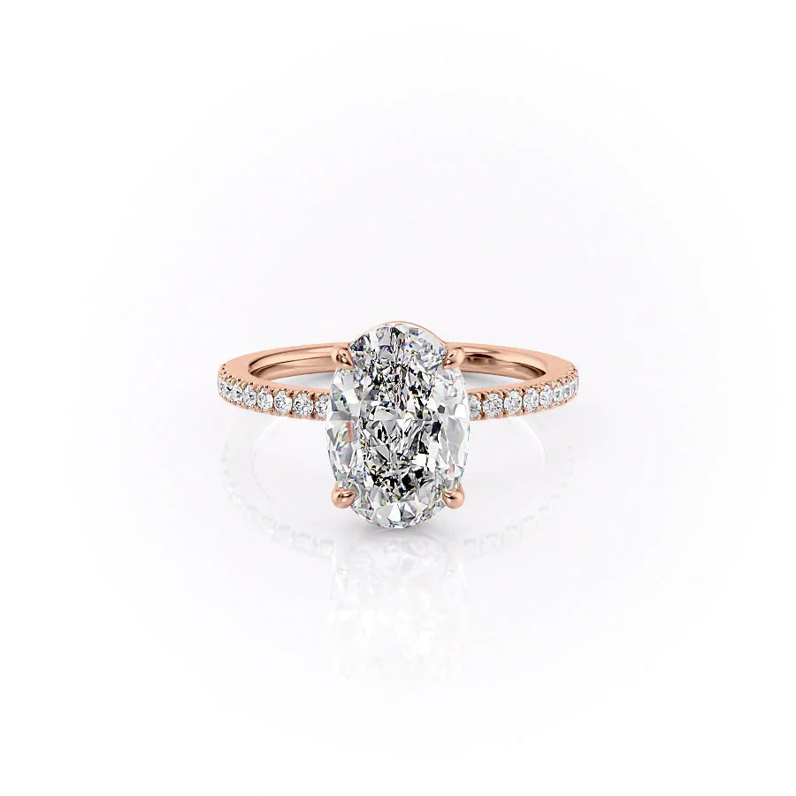 The Pave Estella Set With Oval Pave Lab Diamond 1 Carat 14K Rose#material_14k-rose