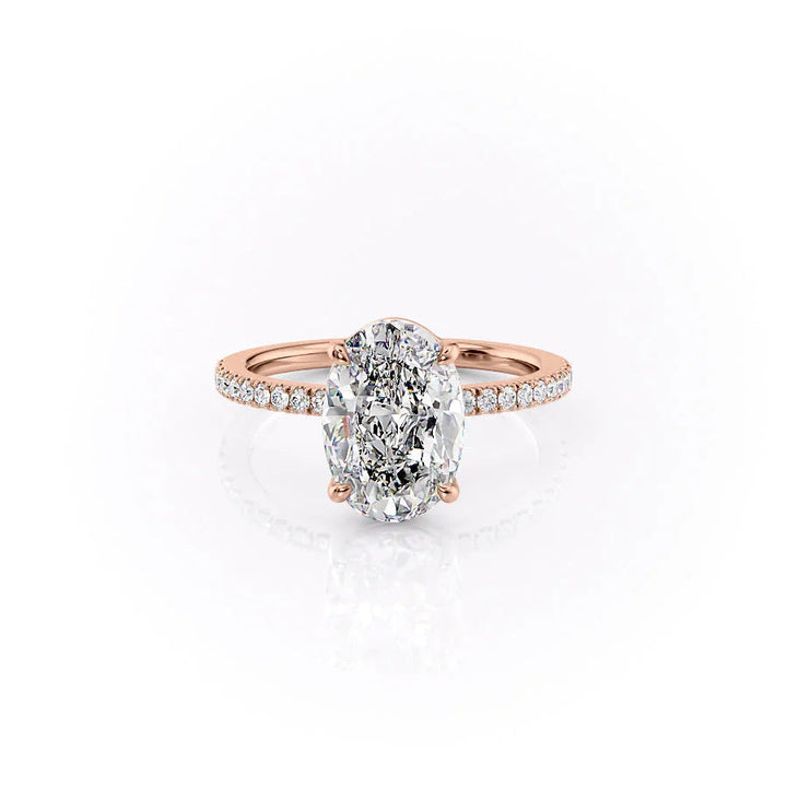 The Pave Estella Set With Oval Pave Lab Diamond 1 Carat 14K Rose#material_14k-rose