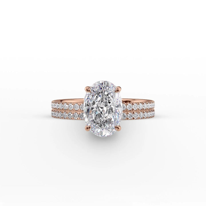 The Pave Estella Set With Oval Pave Lab Diamond 2 Carat 14K Rose#material_14k-rose