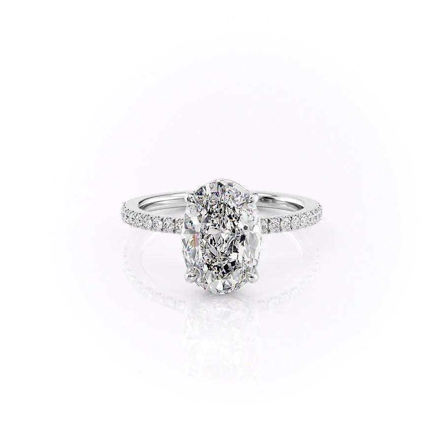 The Pave Estella Set With Oval Pave Lab Diamond 1 Carat 14K White#material_14k-white