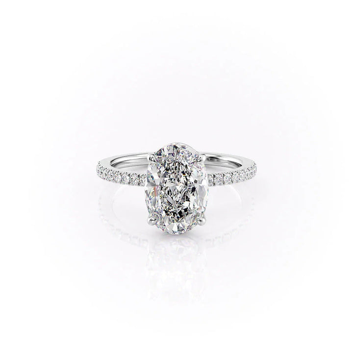 The Pave Estella Set With Oval Pave Lab Diamond 1 Carat 14K White#material_14k-white