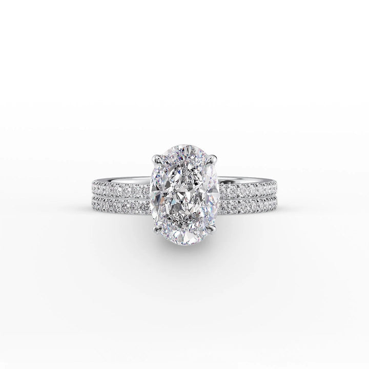 The Pave Estella Set With Oval Pave Moissanite#material_14k-white