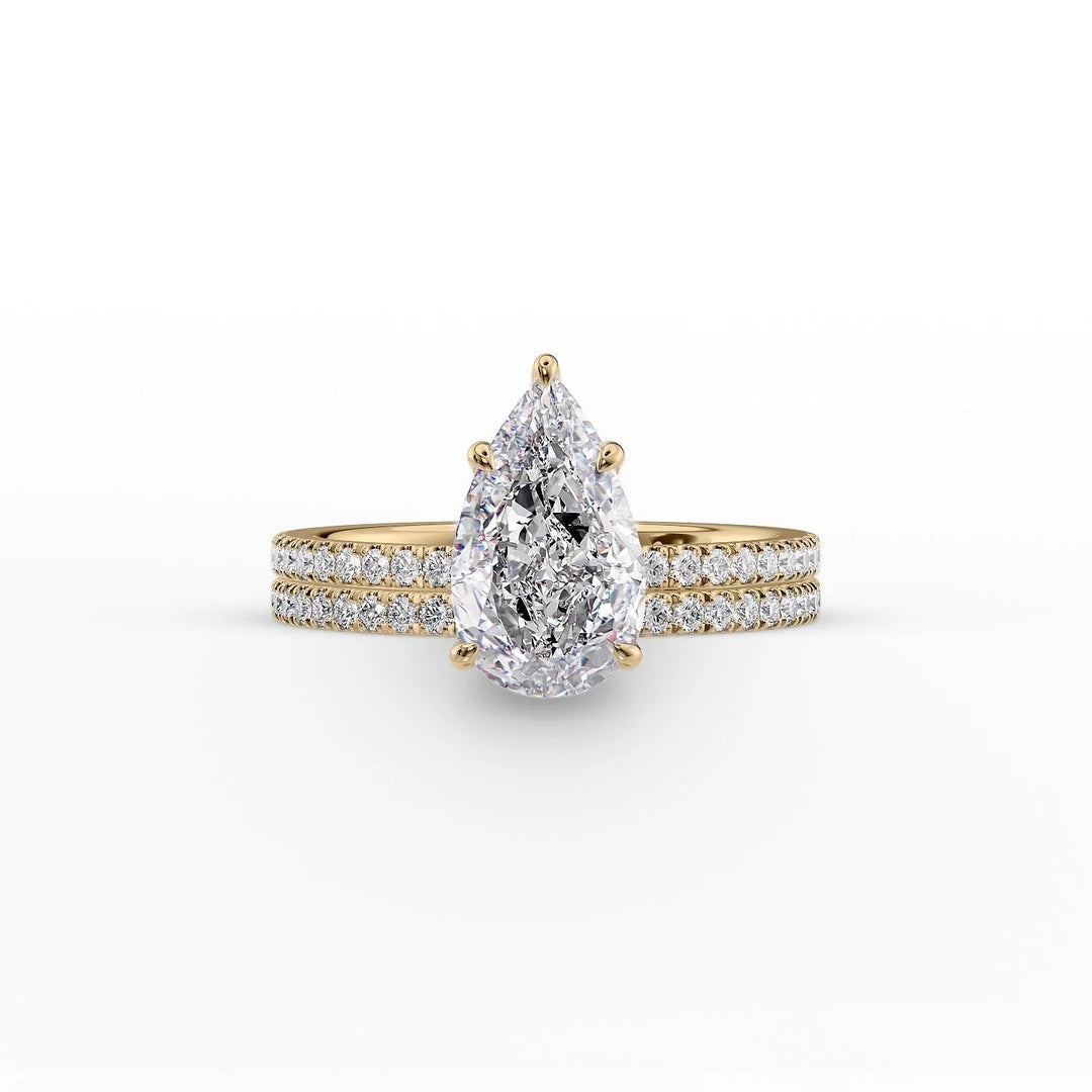 The Pave Estella Set With Pear Pave Lab Diamond 2 Carat 14K Gold#material_14k-gold