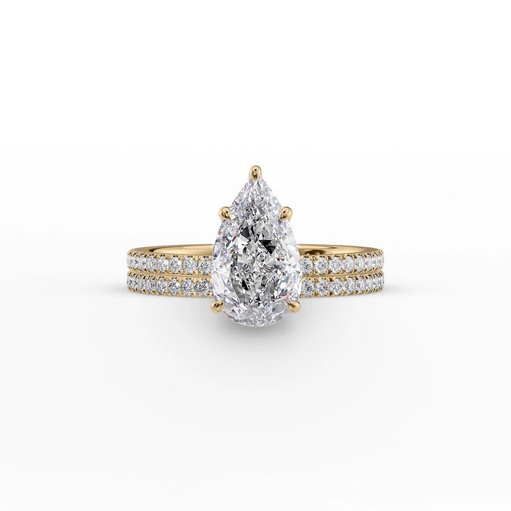 The Pave Estella Set With Pear Pave Lab Diamond 2 Carat 14K Gold#material_14k-gold