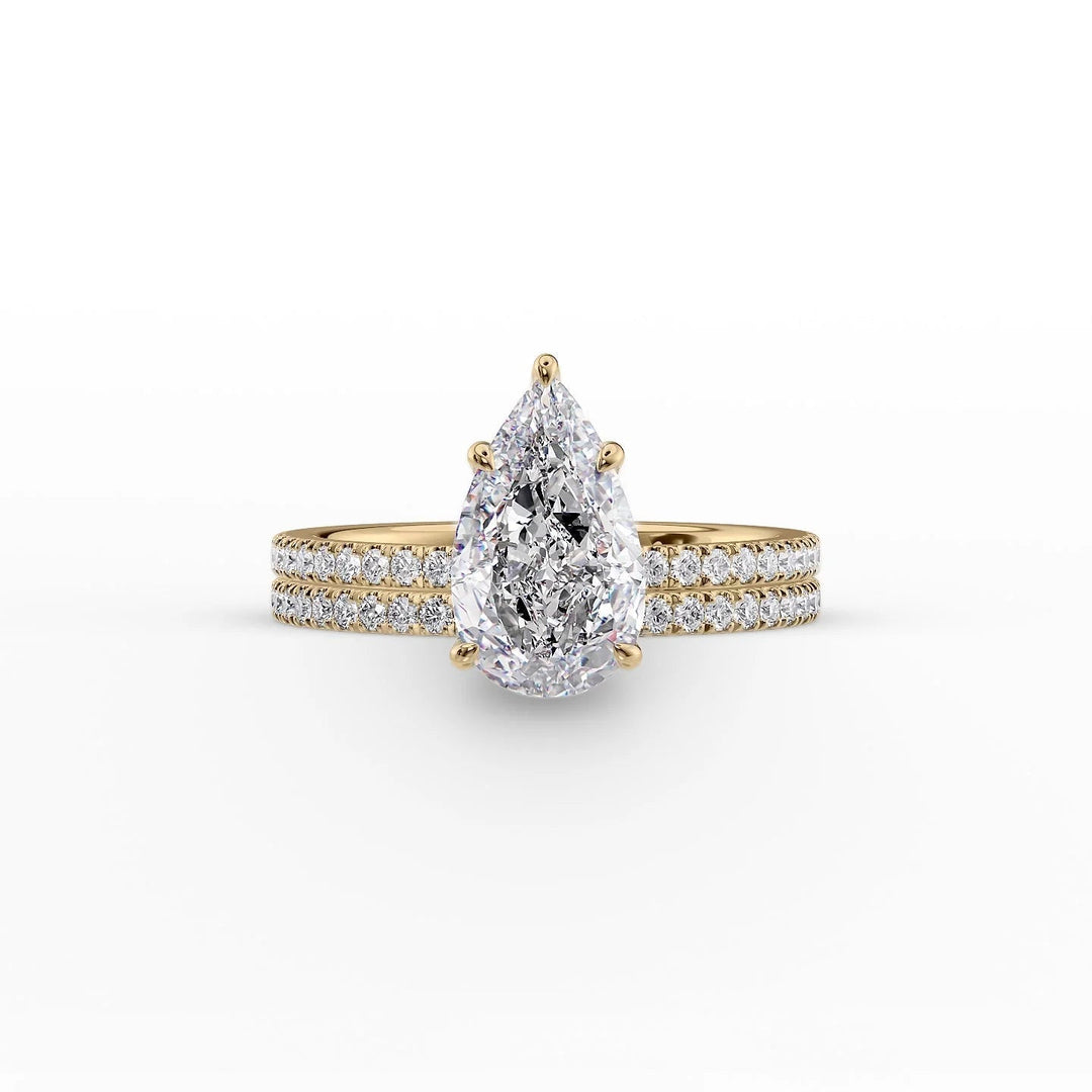 The Pave Estella Set With Pear Pave Moissanite#material_14k-gold