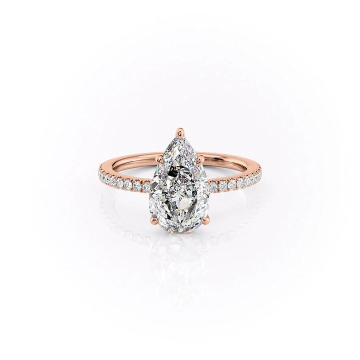 The Pave Estella Set With Pear Pave Lab Diamond 1 Carat 14K Rose#material_14k-rose