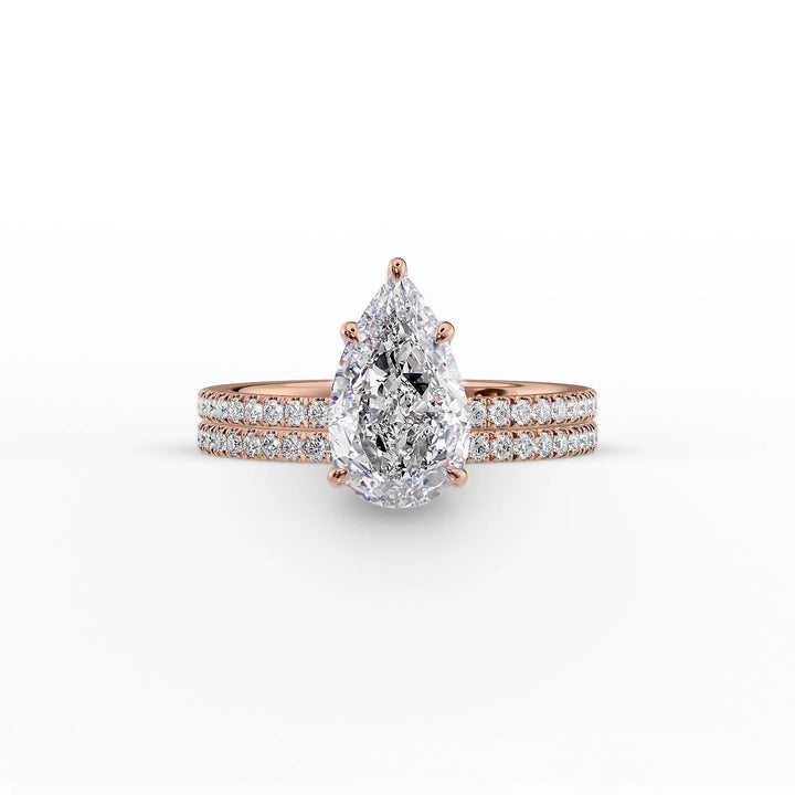 The Pave Estella Set With Pear Pave Lab Diamond 2 Carat 14K Rose#material_14k-rose