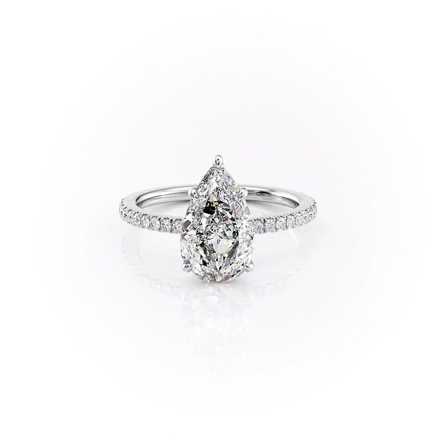 The Pave Estella Set With Pear Pave Lab Diamond 1 Carat 14K White#material_14k-white