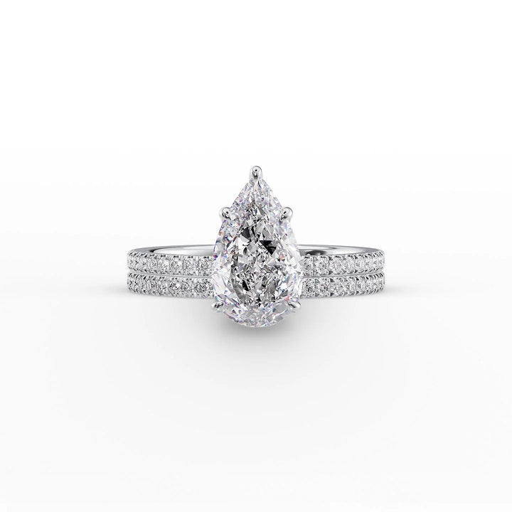 The Pave Estella Set With Pear Pave Lab Diamond 2 Carat 14K White#material_14k-white