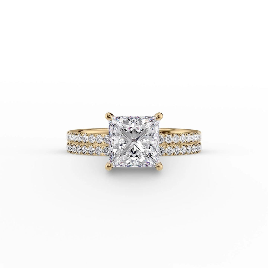 The Pave Estella Set With Princess Pave Lab Diamond 2 Carat 14K Gold#material_14k-gold