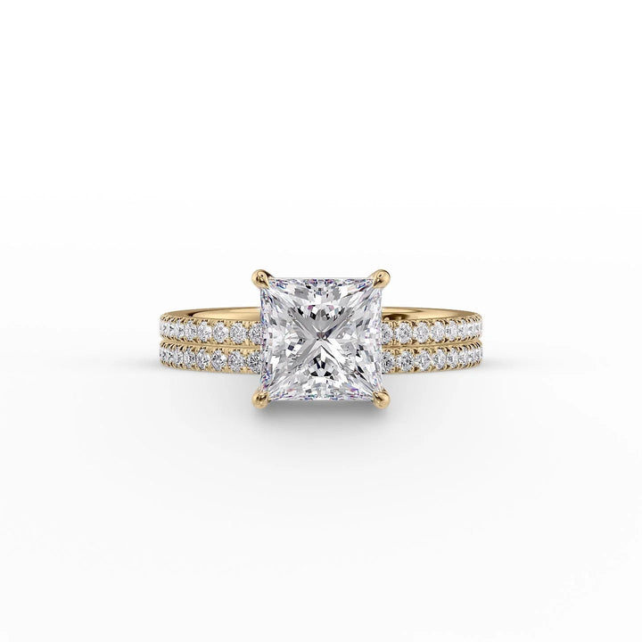 The Pave Estella Set With Princess Pave Lab Diamond 2 Carat 14K Gold#material_14k-gold