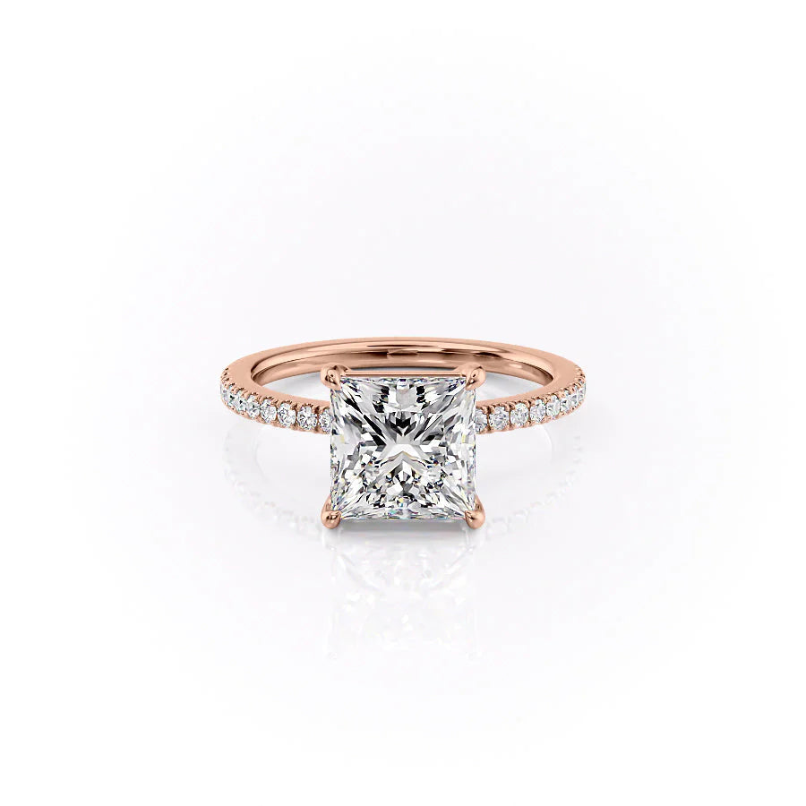 The Pave Estella Set With Princess Pave Lab Diamond 1 Carat 14K Rose#material_14k-rose