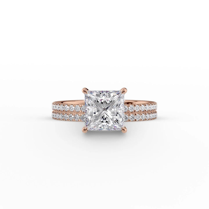 The Pave Estella Set With Princess Pave Lab Diamond 2 Carat 14K Rose#material_14k-rose