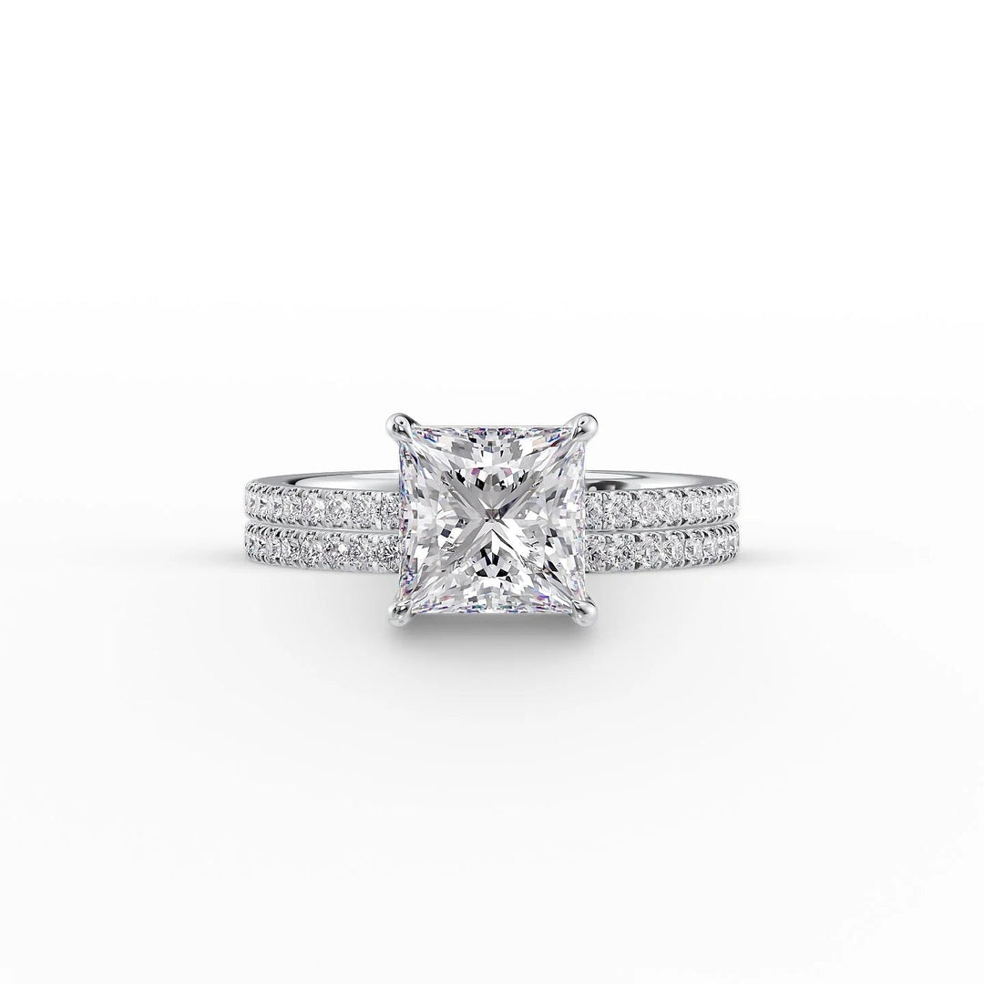 The Pave Estella Set With Princess Pave Lab Diamond 2 Carat 14K White#material_14k-white