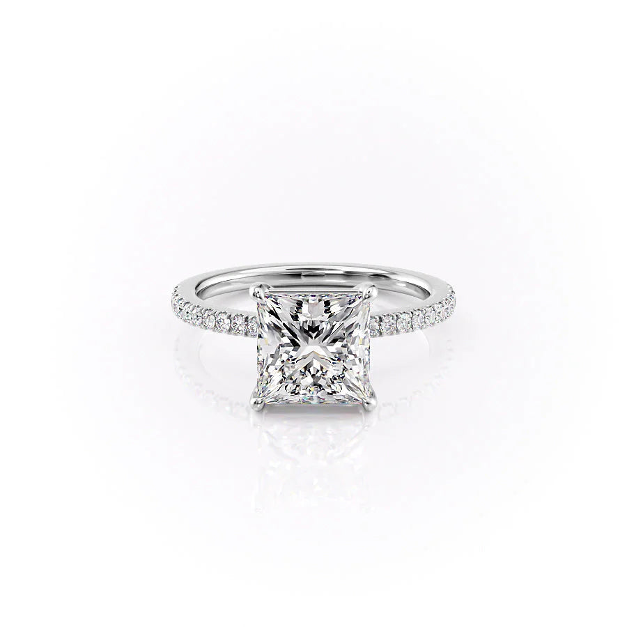 The Pave Estella Set With Princess Pave Lab Diamond 1 Carat 18K White#material_18k-white