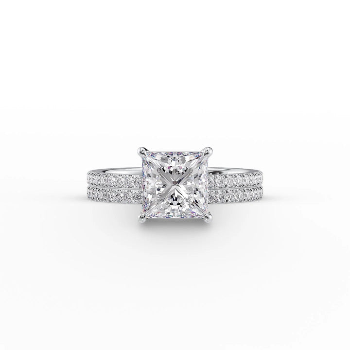 The Pave Estella Set With Princess Pave Lab Diamond 2 Carat 18K White#material_18k-white