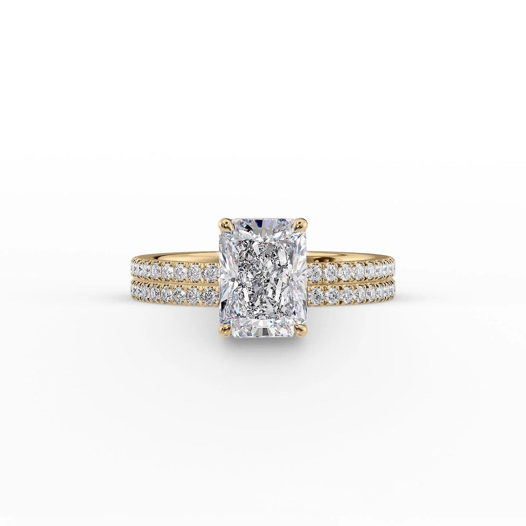 The Pave Estella Set With Radiant Pave Lab Diamond 2 Carat 14K Gold#material_14k-gold