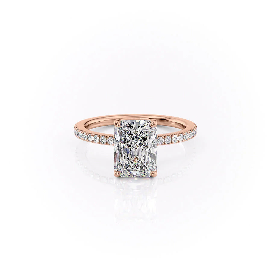 The Pave Estella Set With Radiant Pave Lab Diamond 1 Carat 14K Rose#material_14k-rose