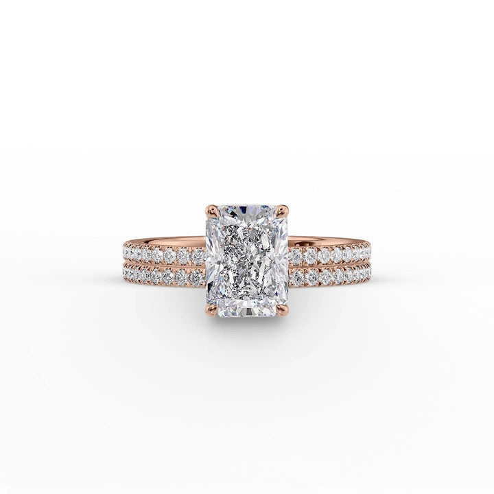 The Pave Estella Set With Radiant Pave Lab Diamond 2 Carat 14K Rose#material_14k-rose