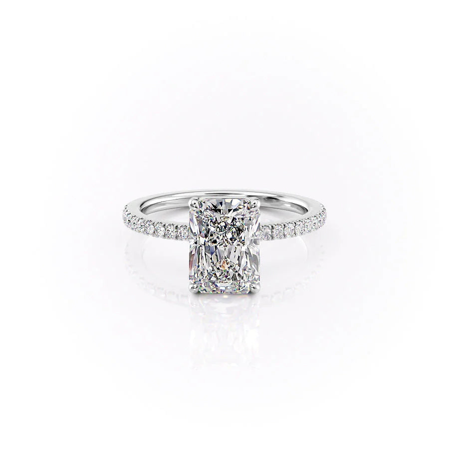 The Pave Estella Set With Radiant Pave Lab Diamond 1 Carat 14K White#material_14k-white