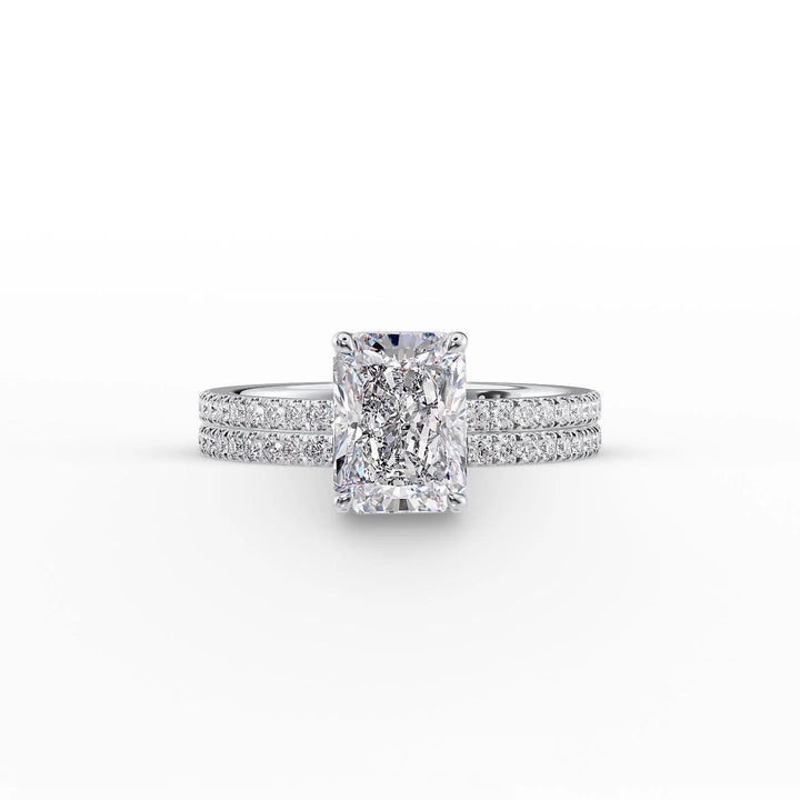 The Pave Estella Set With Radiant Pave Lab Diamond 2 Carat 14K White#material_14k-white