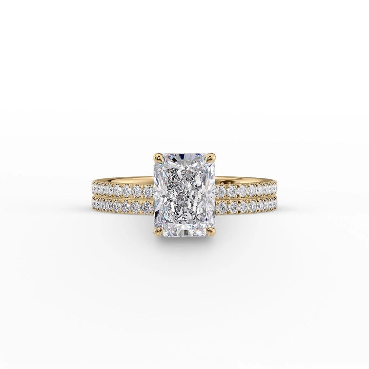 The Pave Estella Set With Radiant Pave Lab Diamond 2 Carat 18K Gold#material_18k-gold