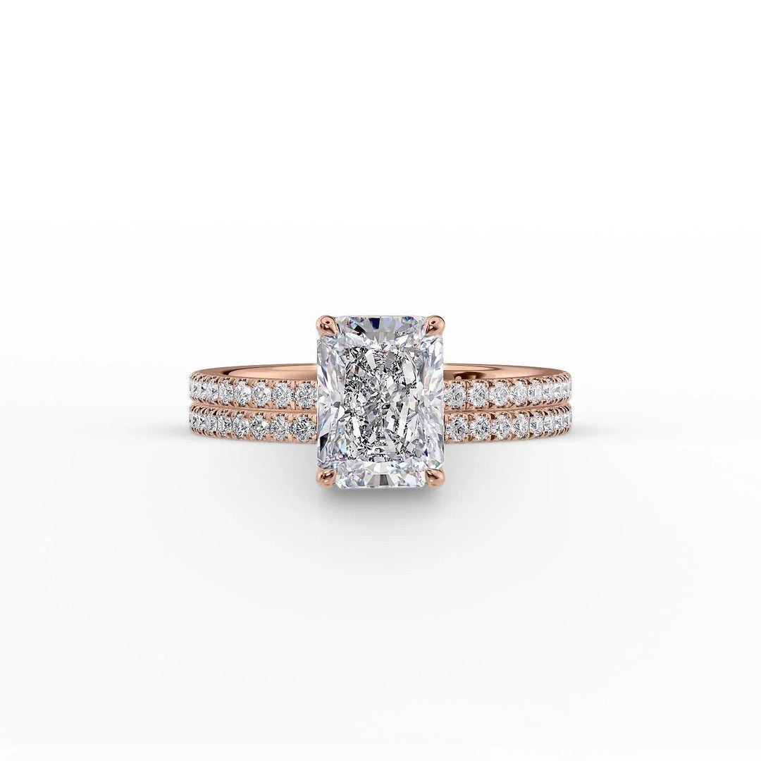 The Pave Estella Set With Radiant Pave Lab Diamond 2 Carat 18K Rose#material_18k-rose