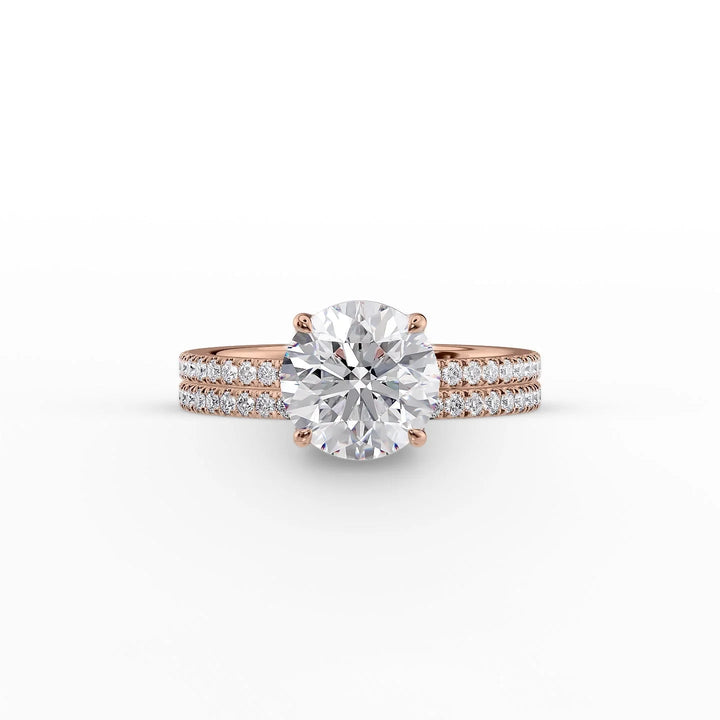 The Pave Estella Set With Round Pave Lab Diamond 2 Carat 14K Rose#material_14k-rose