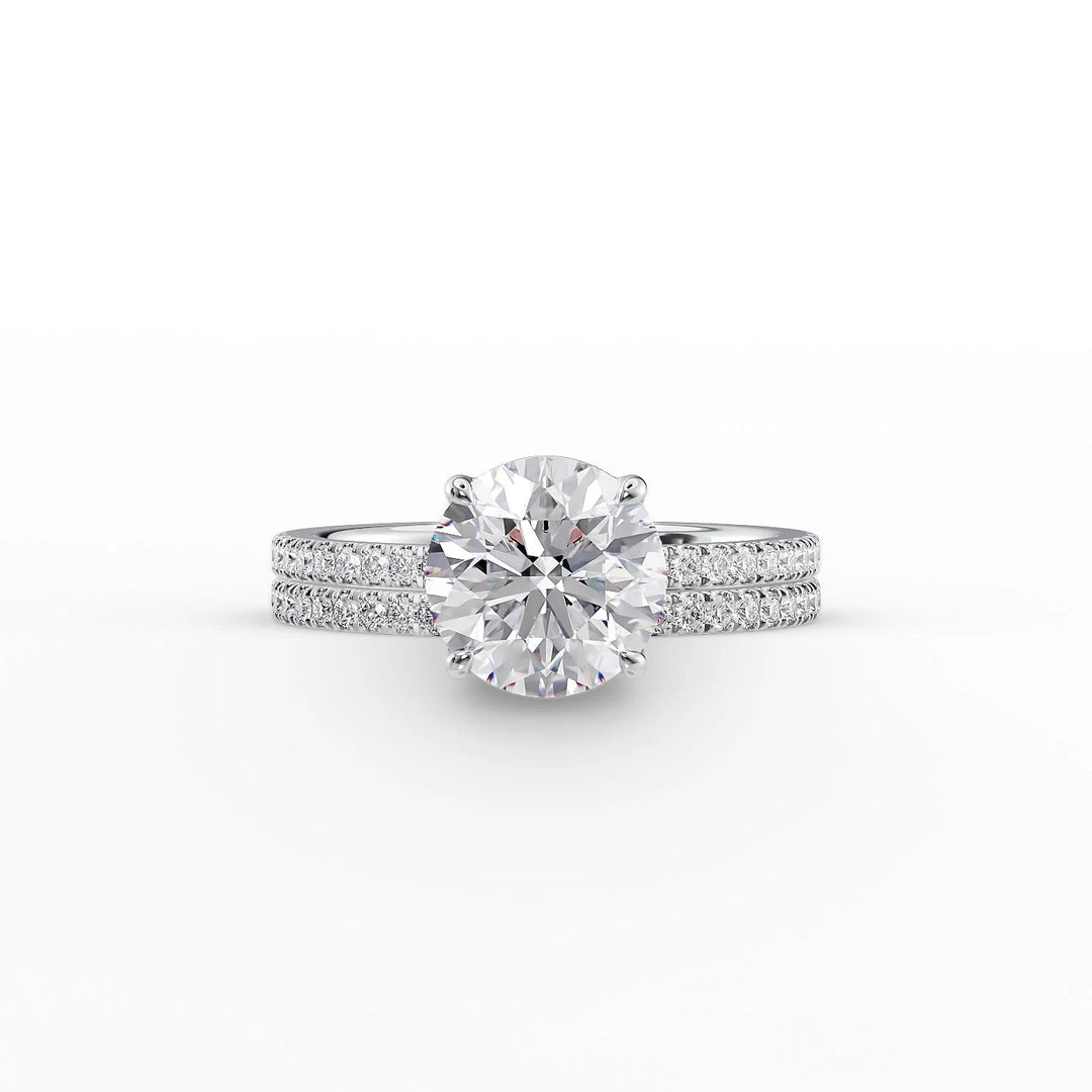 The Pave Estella Set With Round Pave Lab Diamond 2 Carat 14K White#material_14k-white