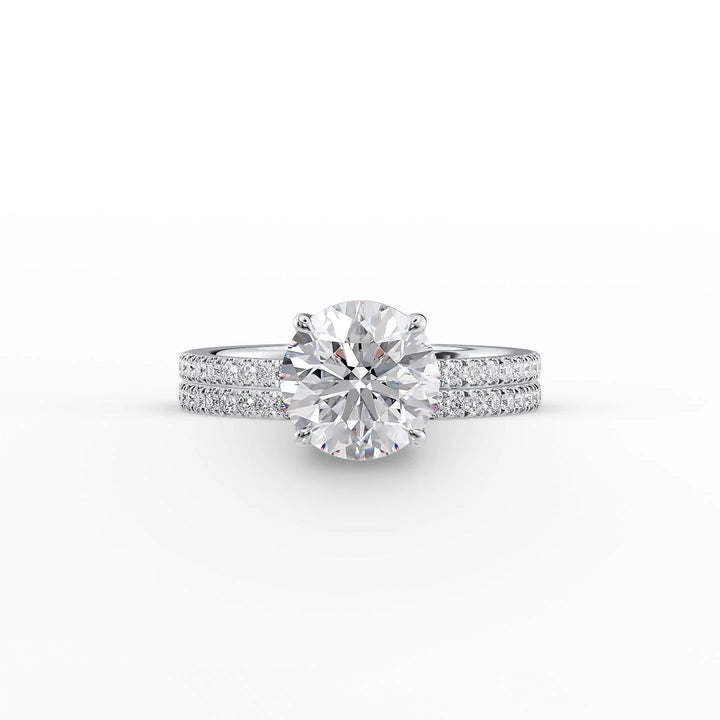 The Pave Estella Set With Round Pave Lab Diamond 2 Carat 18K White#material_18k-white