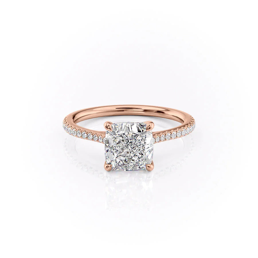 The Pave Lacole Set With Cushion Pave Lab Diamond 1 Carat 14K Rose#material_14k-rose