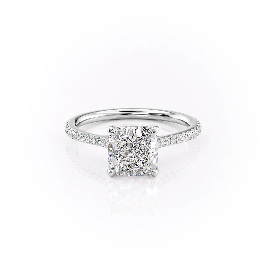 The Pave Lacole Set With Cushion Pave Lab Diamond 1 Carat 14K White#material_14k-white