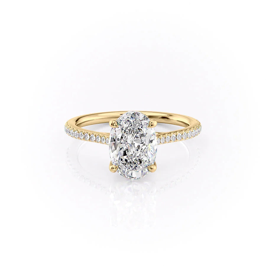 The Pave Lacole Set With Oval Pave Lab Diamond 1 Carat 14K Gold#material_14k-gold