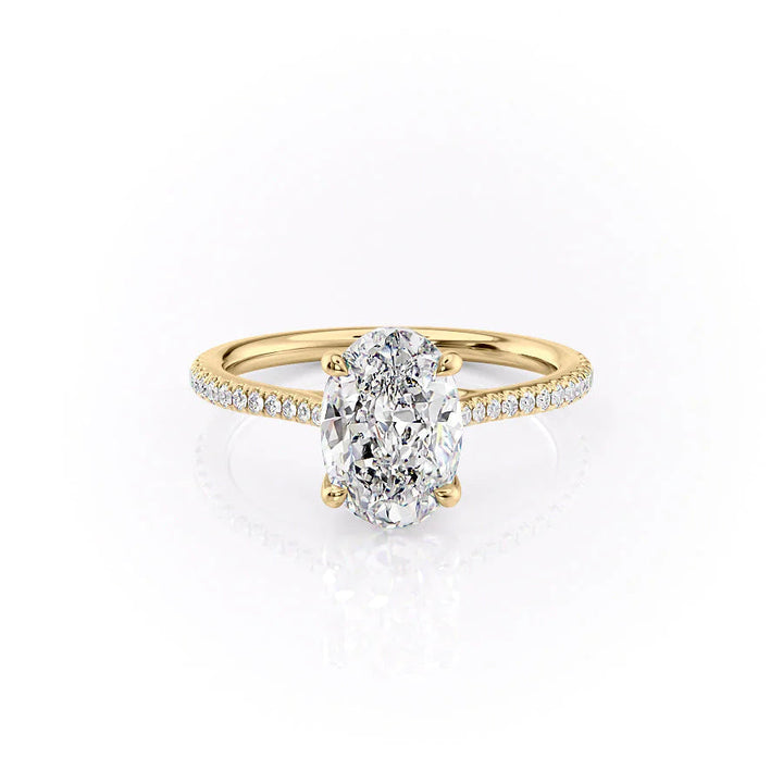 The Pave Lacole Set With Oval Pave Lab Diamond 1 Carat 14K Gold#material_14k-gold