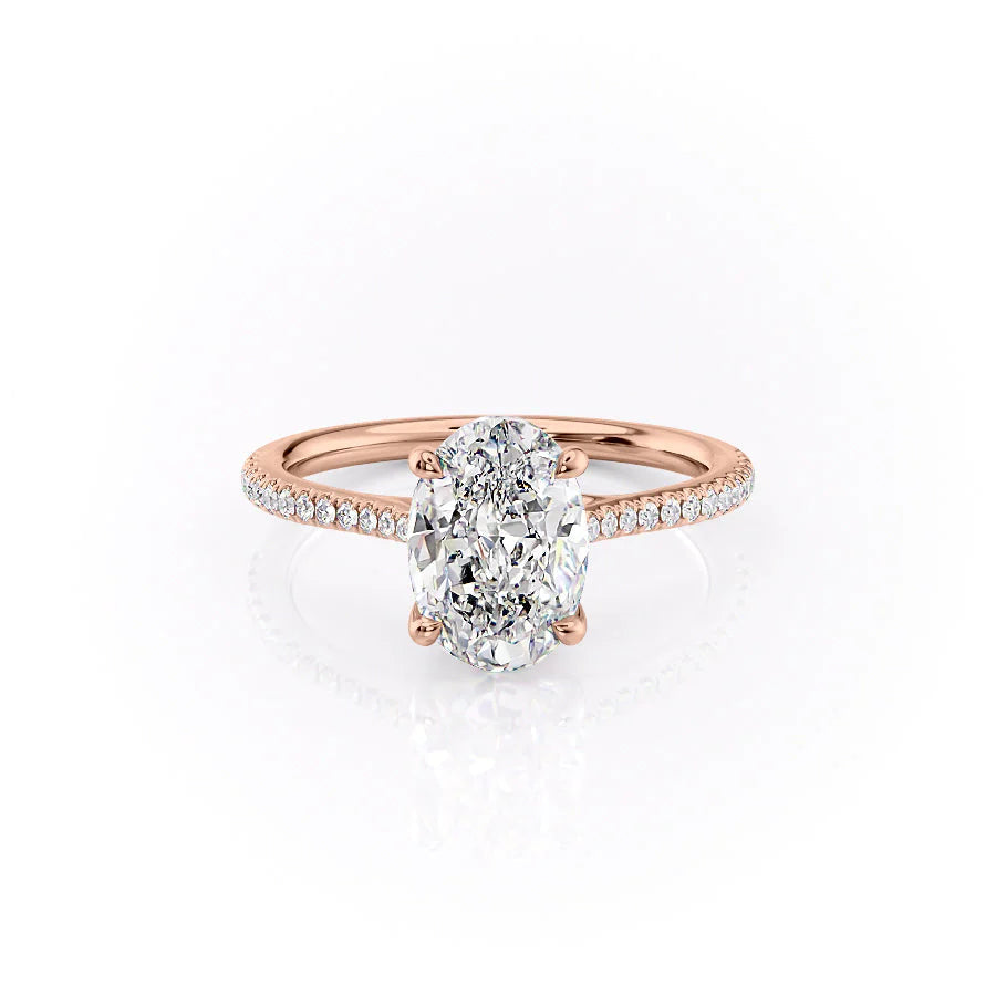 The Pave Lacole Set With Oval Pave Lab Diamond 1 Carat 14K Rose#material_14k-rose