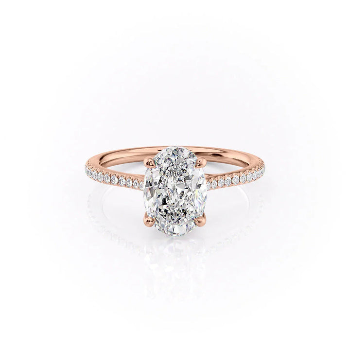 The Pave Lacole Set With Oval Pave Lab Diamond 1 Carat 14K Rose#material_14k-rose