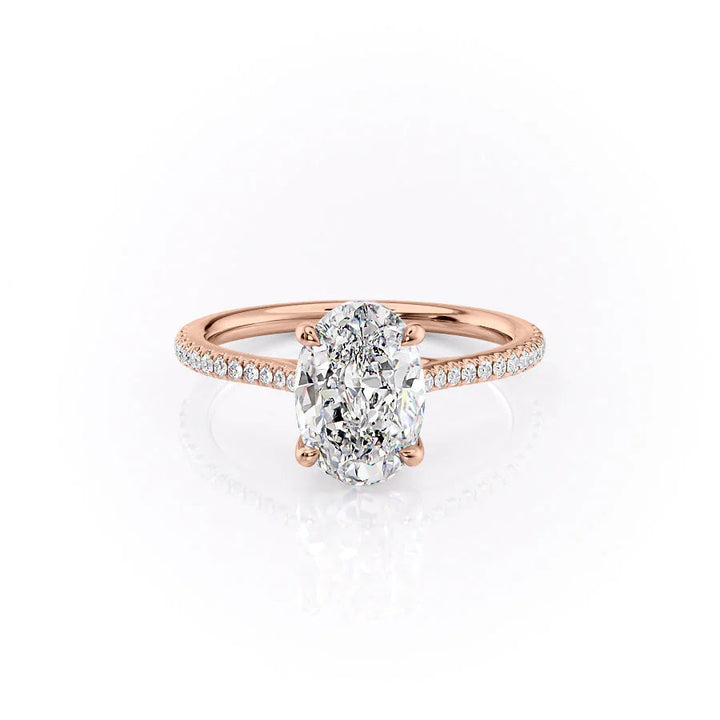 The Pave Lacole Set With Oval Pave Moissanite#material_14k-rose