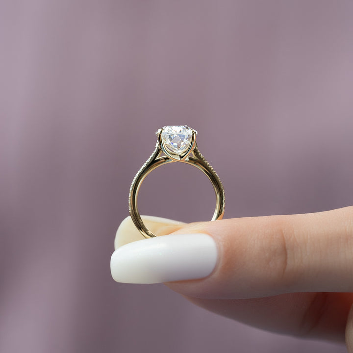 The Pave Lacole Oval Lab Diamond Moissanite Engagement Ring *Shown with 3 ct #material_gold