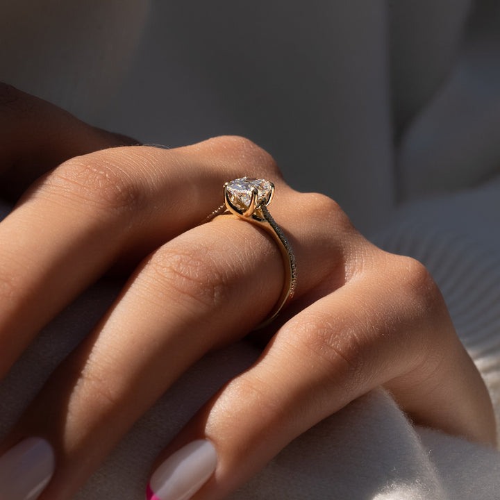 The Pave Lacole Oval Lab Diamond Moissanite Engagement Ring *Shown with 1.5 ct #material_gold