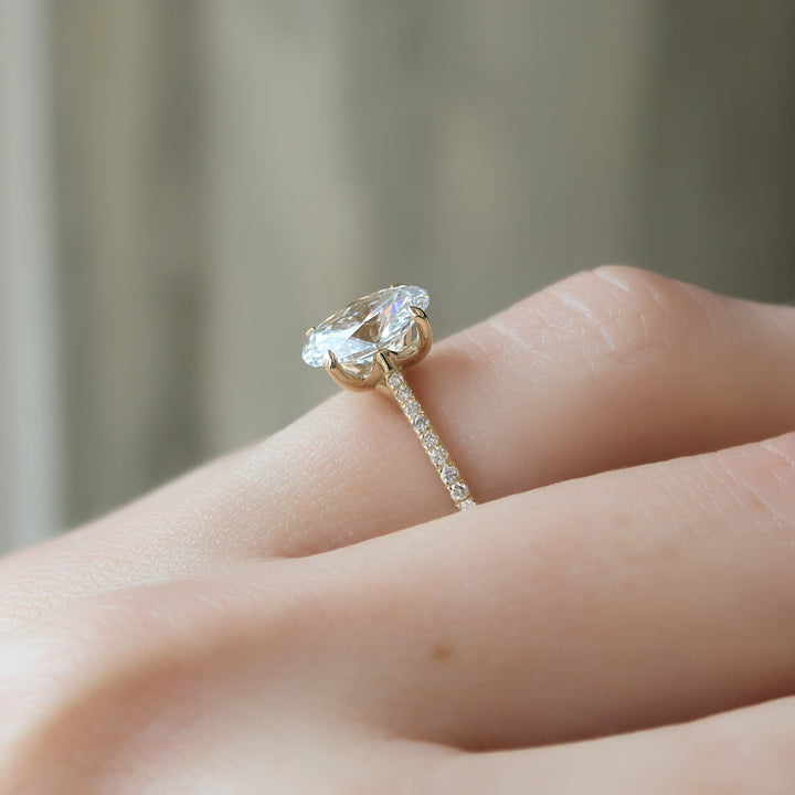 The Pave Lacole Oval Lab Diamond Moissanite Engagement Ring *Shown with 2 ct #material_gold