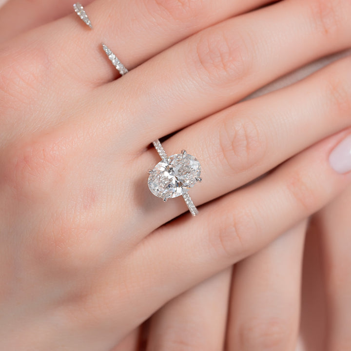 The Pave Lacole Oval Lab Diamond Moissanite Engagement Ring *Shown with 3 ct #material_white