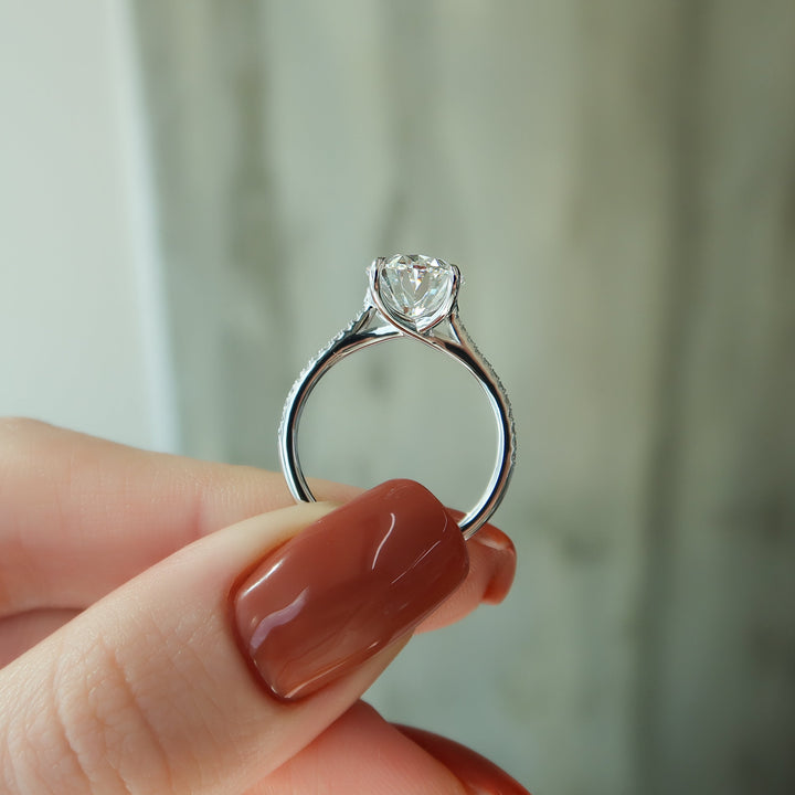 The Pave Lacole Oval Lab Diamond Moissanite Engagement Ring *Shown with 4 ct #material_white