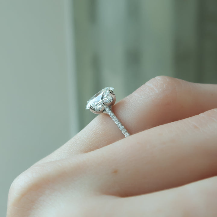The Pave Lacole Oval Lab Diamond Moissanite Engagement Ring *Shown with 2 ct #material_white