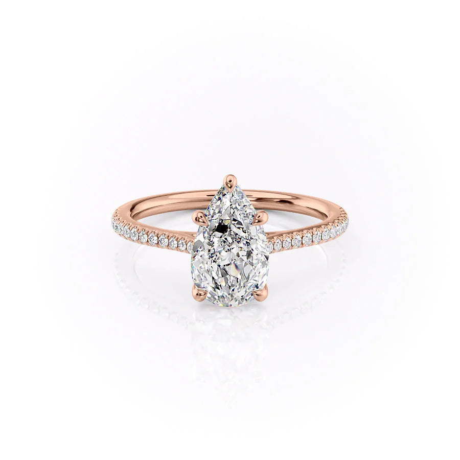 The Pave Lacole Set With Pear Pave Lab Diamond 1 Carat 14K Rose#material_14k-rose