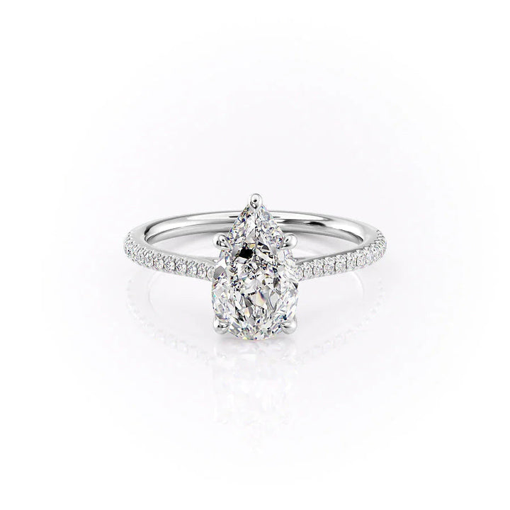 The Pave Lacole Set With Pear Pave Lab Diamond 1 Carat 14K White#material_14k-white