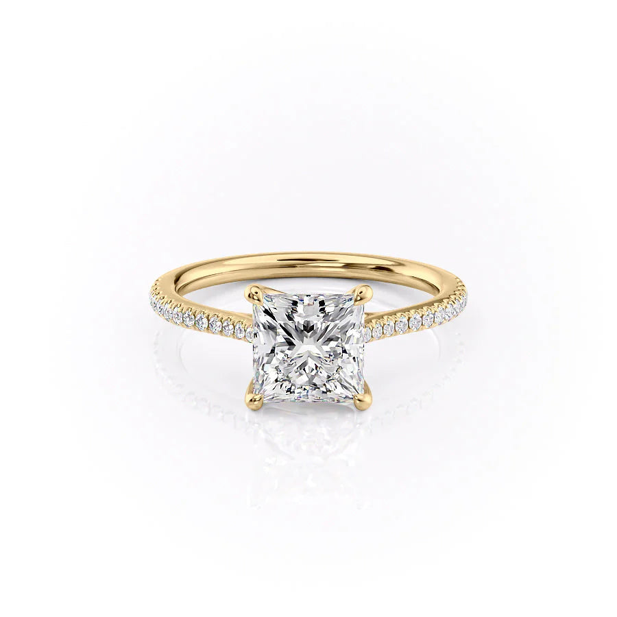 The Pave Lacole Set With Princess Pave Lab Diamond 1 Carat 14K Gold#material_14k-gold