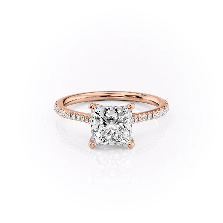 The Pave Lacole Set With Princess Pave Lab Diamond 1 Carat 14K Rose#material_14k-rose