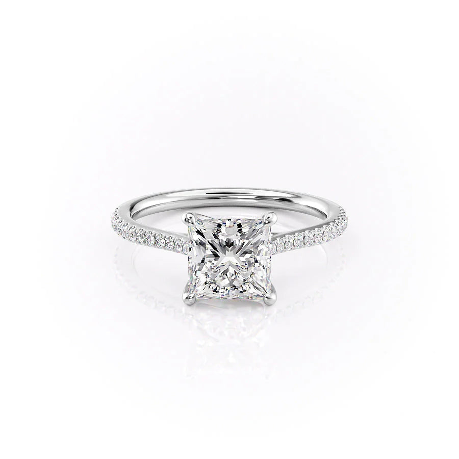 The Pave Lacole Set With Princess Pave Lab Diamond 1 Carat 14K White#material_14k-white