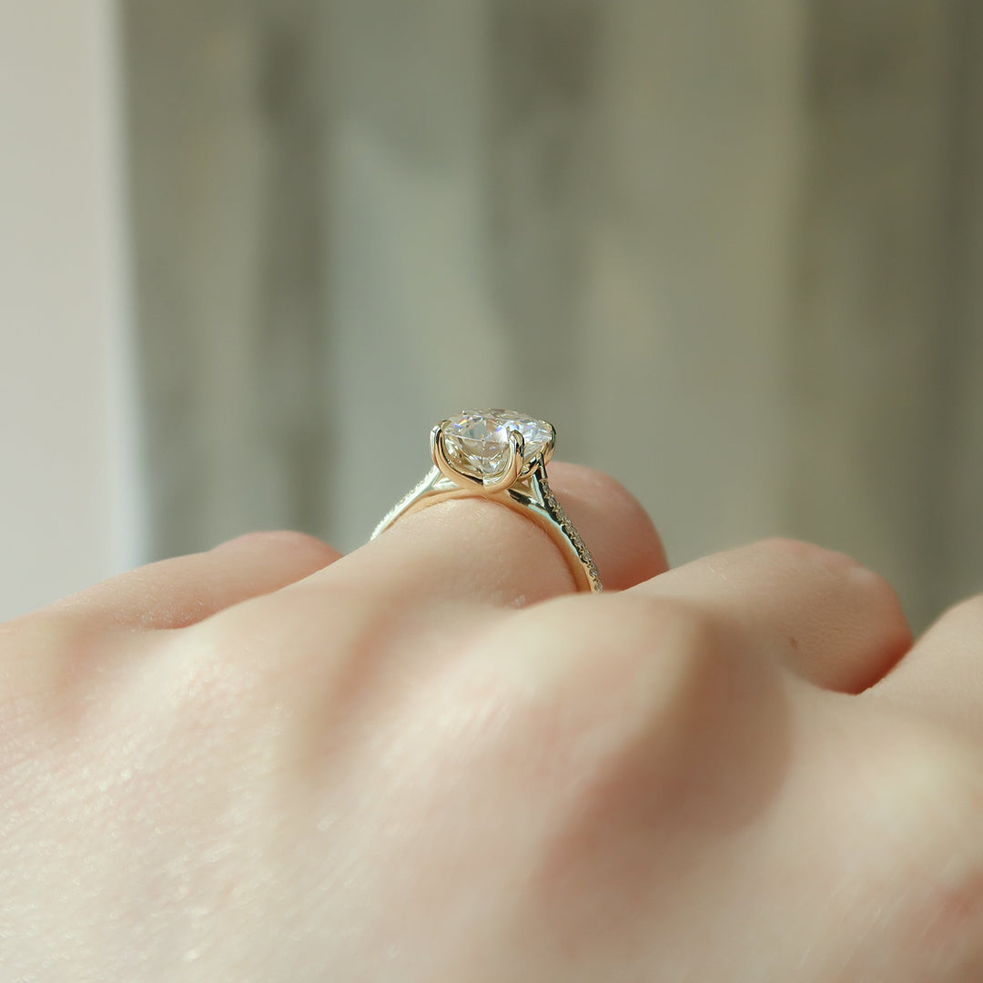 The Pave Lacole Round Lab Diamond Moissanite Engagement Ring