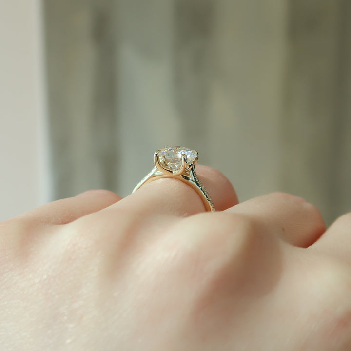 The Pave Lacole Round Lab Diamond Moissanite Engagement Ring *Shown with 2.5 ct #material_gold